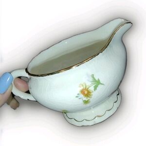 Vtg Pope Gosser China Made in U.S.A. Pinafore 3157 creamer W/flowers & Gold Trim